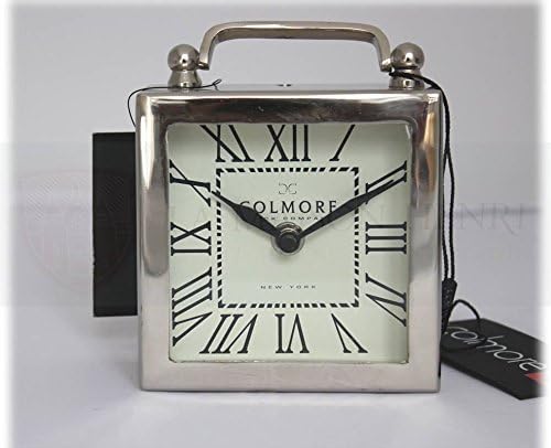 Stainless Steel Table Clock in Silver / White Small