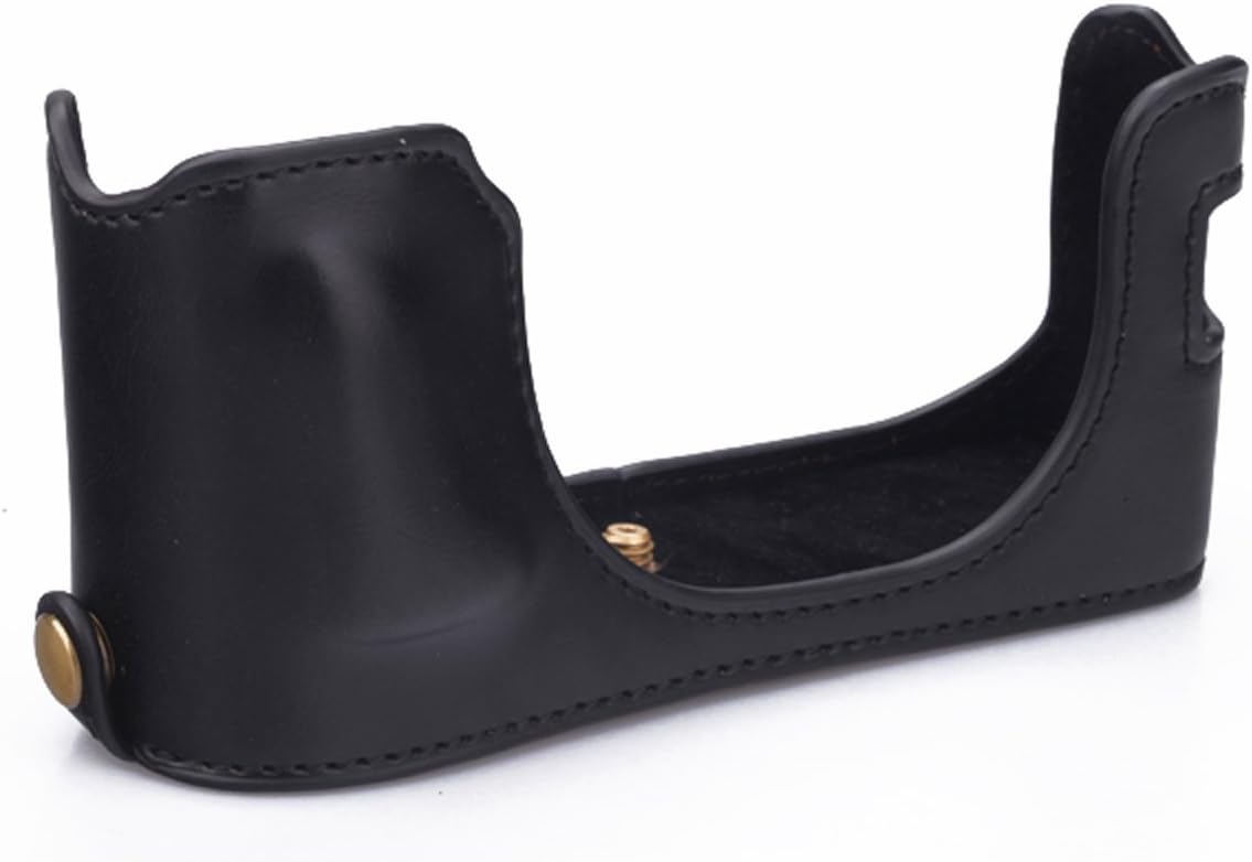 CEARI Camera Leather Half Case Bottom Case for Fujifilm X100S X100T Digital Camera + Microfiber Clean Cloth - Black