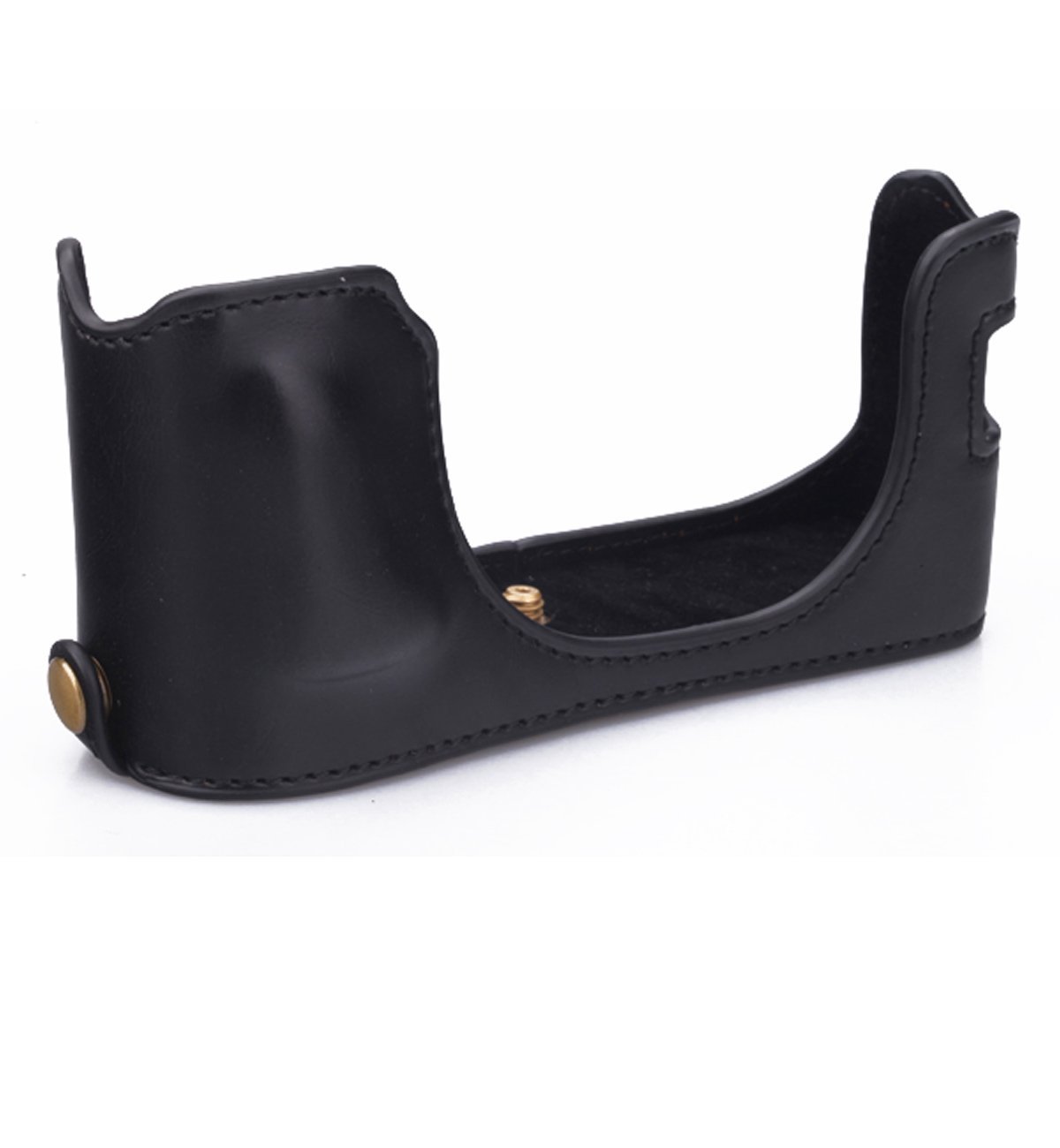 CEARI Camera Leather Half Case Bottom Case for Fujifilm X100S X100T Digital Camera + Microfiber Clean Cloth - Black