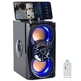 DINDIN Bluetooth Speaker, Wireless Portable Bluetooth Speakers with Subwoofer, Lights, Bass, Radio, Bluetooth Party Speaker Loud for Home Outdoor Indoor Camping, Support, AUX, MIC, Stereo Sound,