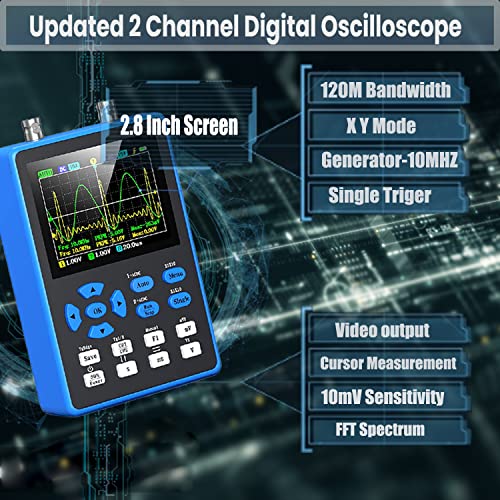 2 In 1 Handheld Digital Oscilloscope & Dds Signal Generator, 2 Channels 120Mhz Bandwidth 500Msa/S Sampling Rate, 2.8" Lcd Backlight Display, Automatic Measurement #TOP1