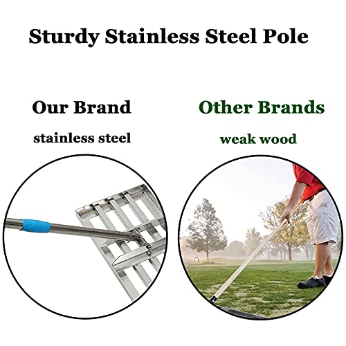 Lawn Leveler - 5 FT Lawn Leveling Rake with Stainless Steel Pole - Heavy Duty Leveler Tool for Golf Lawn Grass Soil Trimmer Gardening Tools - Image 6