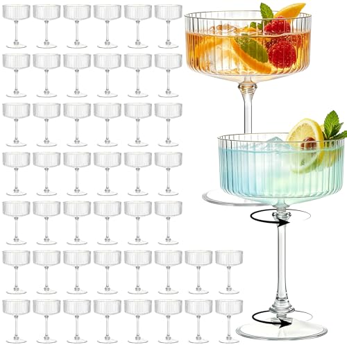 SDBALLBZ 48PCS Plastic Martini Glasses Clear Disposable Coupe Glasses
