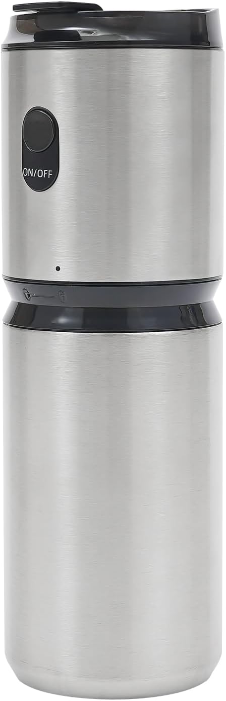 Coffee Grinder Stainless Steel Electric Coffee Grinder Coffee Bean Grinder Portable Coffee Grinding Cup for Homes Offices Traveling Silver 60RPM