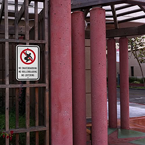 Smartsign 18 X 12 Inch “No Skateboarding, No Rollerblading, No Loitering” Metal Sign, 63 Mil Laminated Rustproof Aluminum, Red, Black And White #TOP26