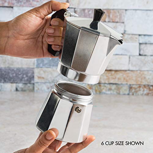 Primula Classic Stovetop Espresso And Coffee Maker, Moka Pot For Italian And Cuban Café Brewing, Greca Coffee Maker, Cafeteras, 12 Espresso Cups, Silver #TOP7
