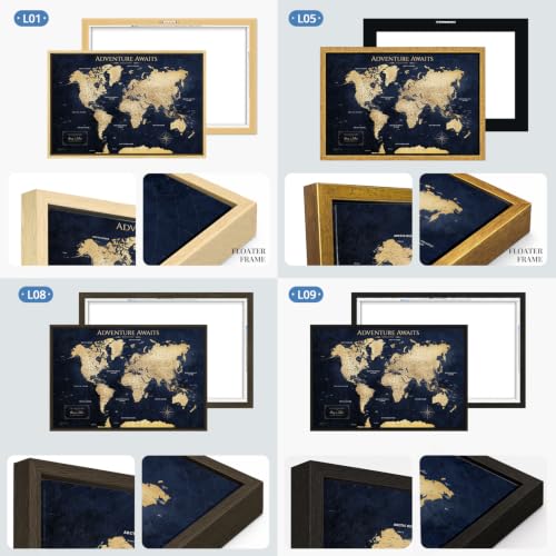 Image of IPIC Personalized Vintage Teal Framed World Map Pin Board, Size 42x28 in