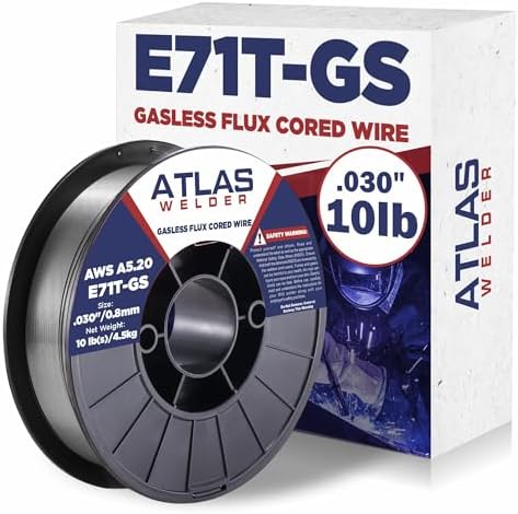 ATLASWELDER Flux Core Welding Wire, E71T-GS .030 Inch 10LB, Gasless Mild Steel MIG Welding Wire with Low Spatter for All Position Welding
