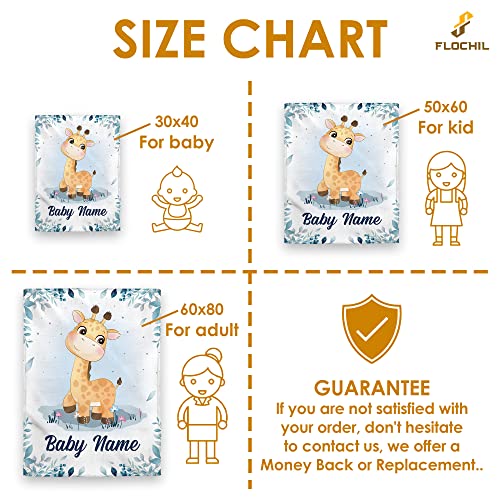 Flochil Personalized Baby Blankets, Custom Baby Blanket - Baby Blanket With Name For Boy, Best Gift For Baby, Newborn Giraffe Plush Fleece (30X40) #TOP3