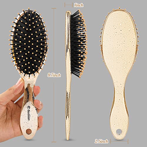 Sosoon Hair Brush, Soft Comfortable Detangle Hairbrush For Women Men Kids Long Thick Curly Wet Dry Hair, No More Tangle, Massage Scalp(Nylon Brislte) #TOP5
