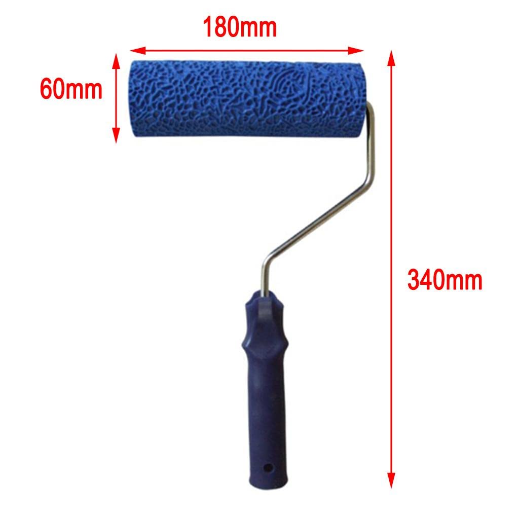 Farbroller mit Griff, Malpinsel, Gummiwalze, Wandmusterwerkzeug, austauschbar für strukturierte Effekte, geeignet für Heimwerker, Heimdekoration, Holz, wie beschrieben, 20,3 cm, Blau