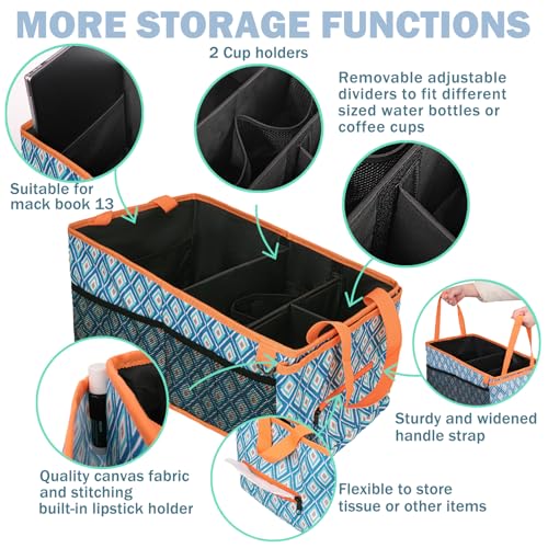 Image of HEYSKAY Car Seat Organizer with Cup Holders, Automotive Seat Back Organizer and Storage with Adjustable Dividers, Book & Toy Organizer for Car and Office