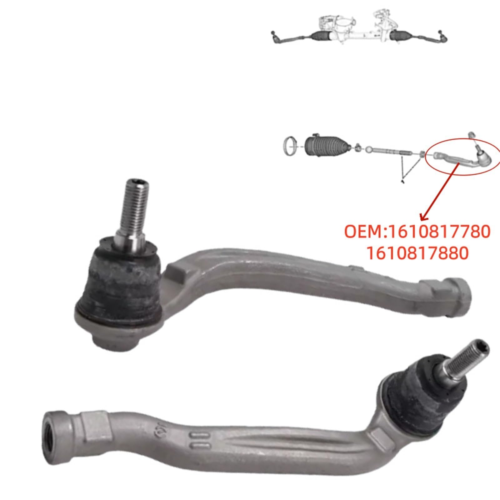 Ściągacz przegubu kulowego Pasuje do Peugeot 308 408 T9 Zewnętrzny przegub kulowy przekładni kierowniczej poprzeczki 1610817780 1610817880 1611242380(Left Side 1PCS)