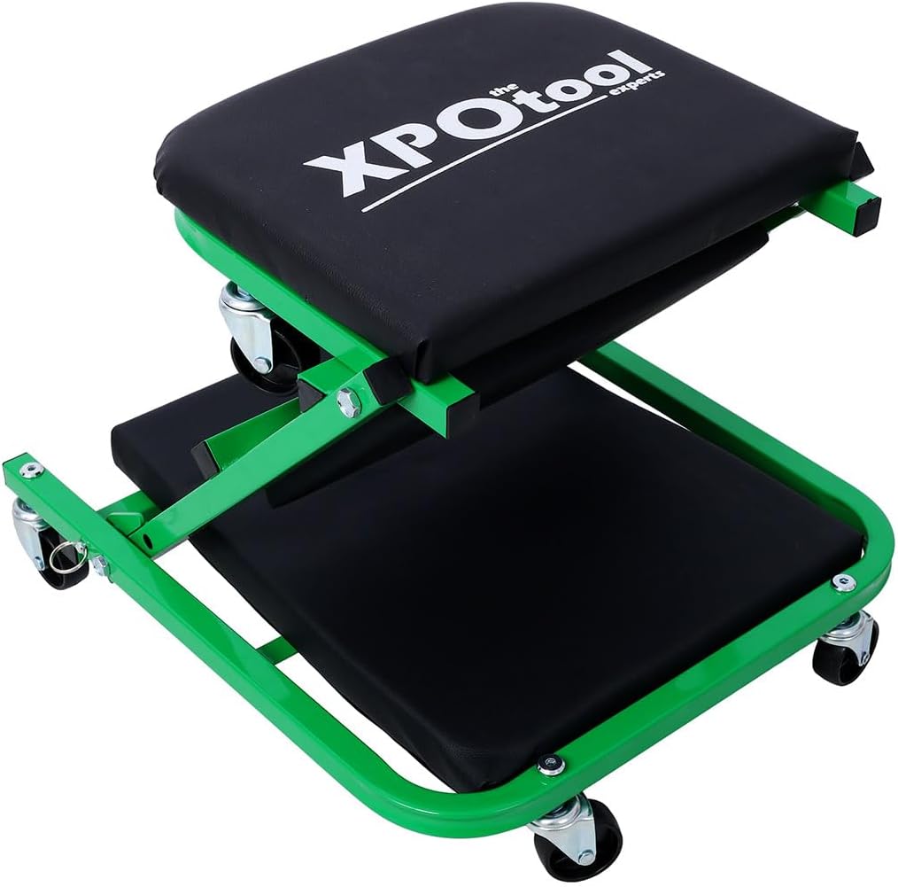 36" Mechanic Creeper and Rolling Stool, Convertible Z Creeper Seat with 6 Swivel Casters, 300 lbs Capacity Steel Frame Garage Chair for Auto Repair Shop Maintenance,Green