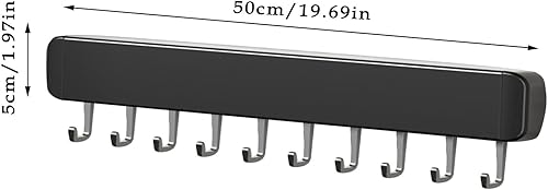 Miniatura 3 de Ganchos para colgar utensilios de cocina, ganchos para montar en la pared, sin taladrar, ganchos extraíbles y ajustables, riel de cocina con 8