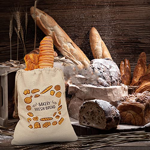 Saco de linho para pão de linho, saco de cordão reutilizável para pão caseiro, sacos de pastelaria,