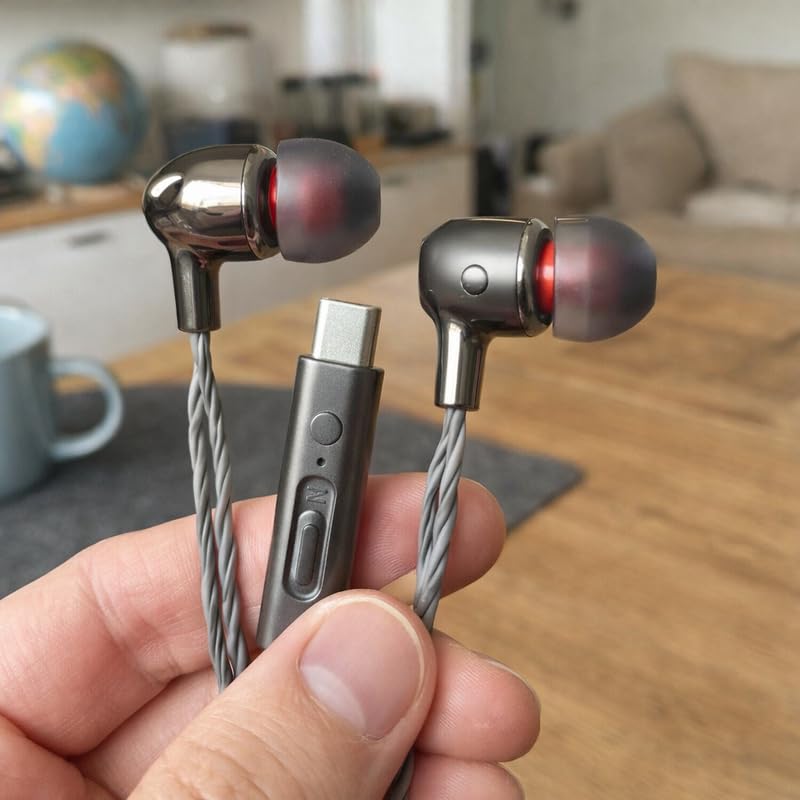 Image of Type-C Earphones for Xiaomi Redmi Note 11 Pro+ Earphones Original Like Wired in-Ear Headphones Stereo Deep Bass Headset Earbud with Type-C Audio Jack, Mic (Black.C.1TB)