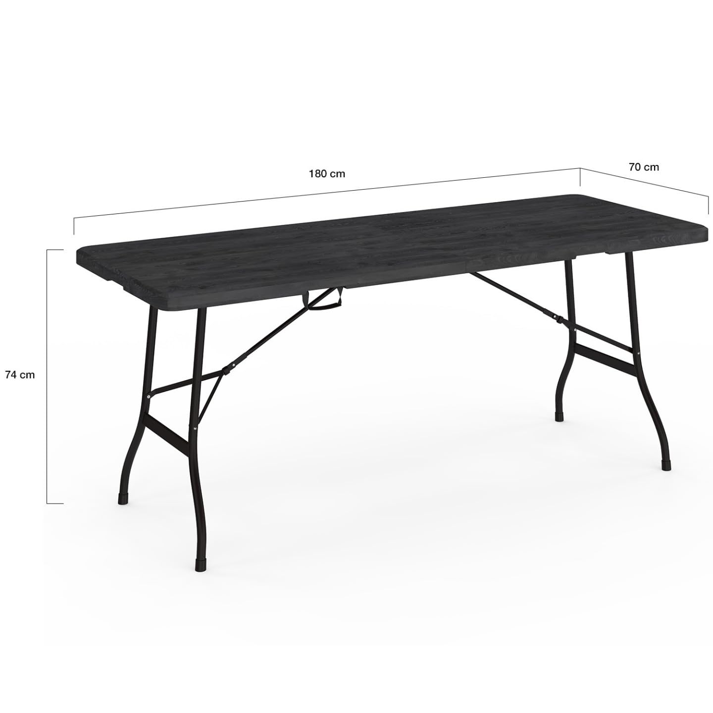IDMarket - Table Pliante d'appoint Portable 180 cm pour Camping ou réception Imitation Bois Noir