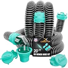 CARMTEK RV Sewer Hose Kit, 20 Ft, with Smart Adapter, Clear Elbow and Caps