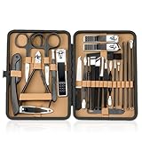 【Rangement portable】 Équipé d'une pochette de rangement en cuir PU de haute qualité, l'intérieur est parfaitement organisé, les outils étant rangés avec soin pour un rangement optimal. La pochette protège de la poussière et des chocs et permet d'accéder facilement aux outils. De taille compacte (ensemble de 24 pièces : 15 נ10 נ2 cm), cet ensemble se glisse facilement dans vos bagages.