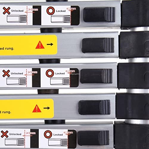 2,6M Teleskopleiter, Aluminium Rutschfester Klappleiter Stehleiter Mehrzweckleiter mit Stabilisator, 150 kg/330 Pfund Belastbarkeit Schwarz
