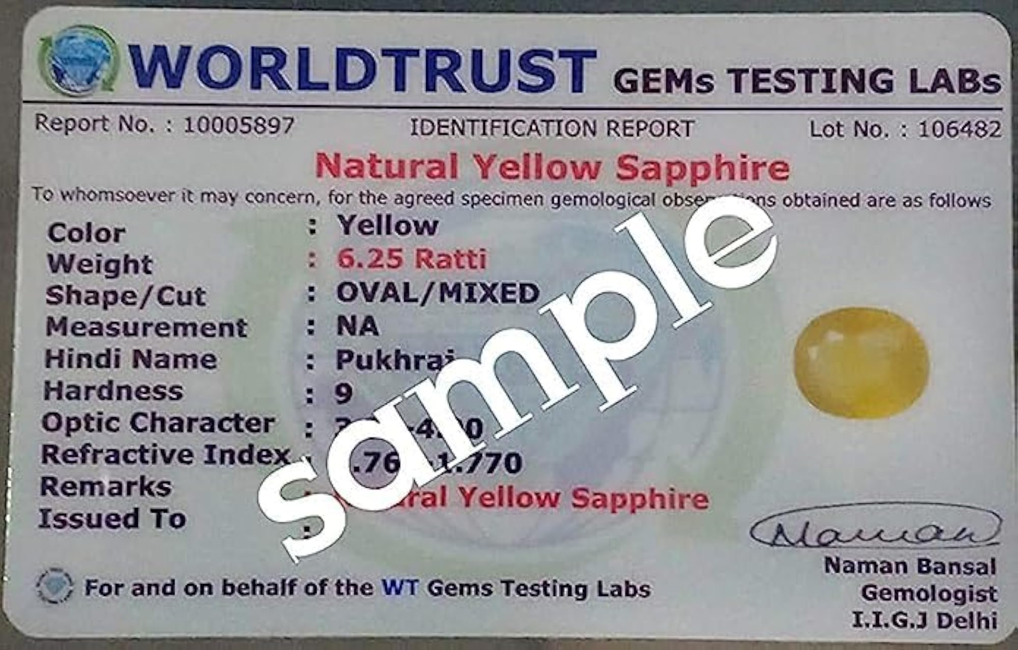 Certified Yellow Topaz Natural Gemstone for Astrology