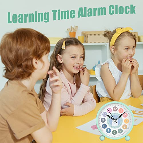 Hzdhclh Kids Learning Alarm Clock For Boys,Silent Small Cute Table Clocks Battery Powered , 4 Inch Analog Alarm Clock For Bedrooms (Green Bear) #TOP2