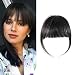 HAIQUAN Natural Real Human Hair Flat Bangs/Fringe Hand Tied Bangs Fashion Clip-in Hair Extension (Flat Bangs with Temples, Natural Black)