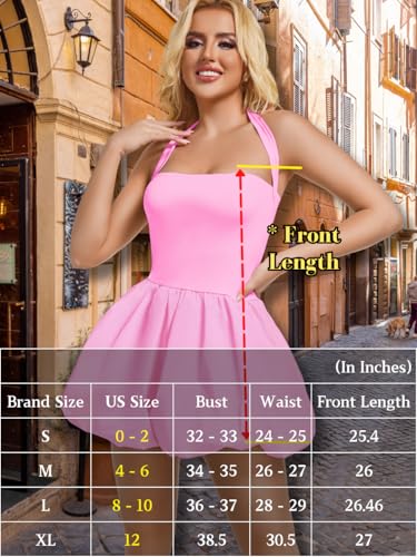Image of ChiaoLezhee Halter Mini Bubble Dress, Date Night Birthday Homecoming, Coquette Short Corset for Women, Sexy Cute Going Out