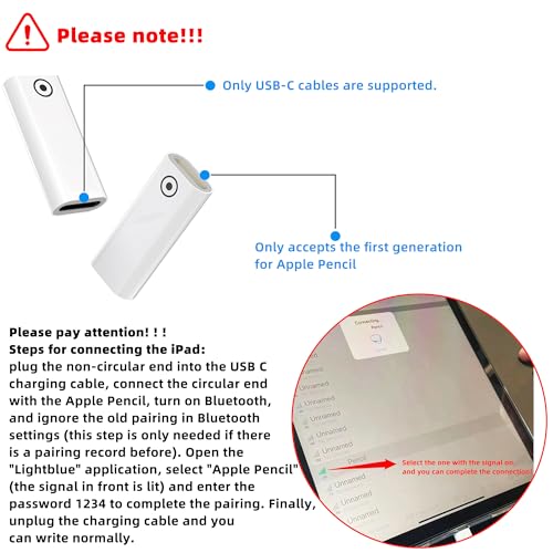 Image of (Only applicable to original pens)USB C Female to Lightning Female Adapter 2-Pack Pencil 1st Generation Charger Accessories for Charging Pen Converter Type-c Charge Cable Ipad Ipencil Connector