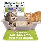KittyGoHere 2.0 Easy-Entry Cat Litter Box – Large Open-Top Low Entrance Litter Pan with Higher Sides & Two Entrances – Ideal for Senior & Arthritic Cats – Made in USA (Grey)