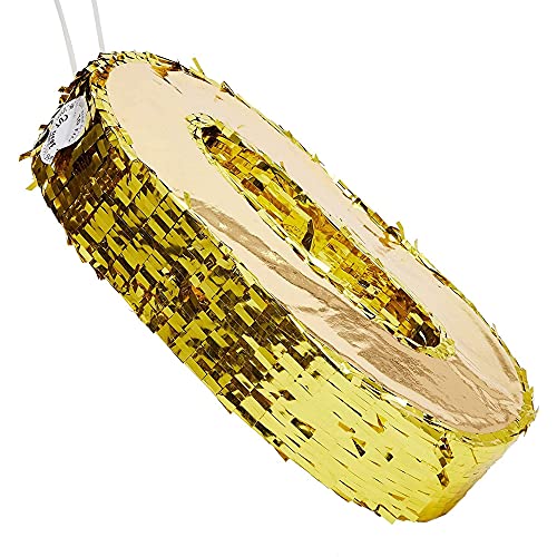 Gold Foil Number 0 Pinata For Birthday Party Decorations, Centerpieces, Anniversary Celebrations (Small, 16 X 10.5 X 3 Inches) #TOP5