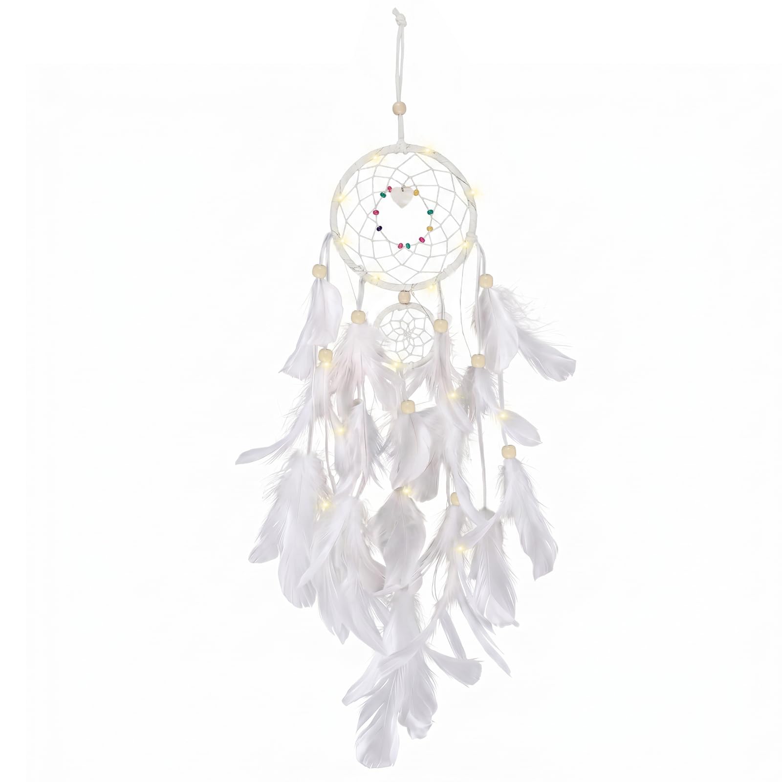 Capteur De Rêves en Plumes Lumineux Attrape Rêve Rétro Décoratif Avec Lumières LED Pour Chambre