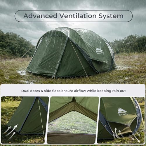 4/6 Person Easy Pop Up Tent, Waterproof, Automatic Setup,2 Doors-Instant Family Tents for Camping, Hiking & Traveling image 6