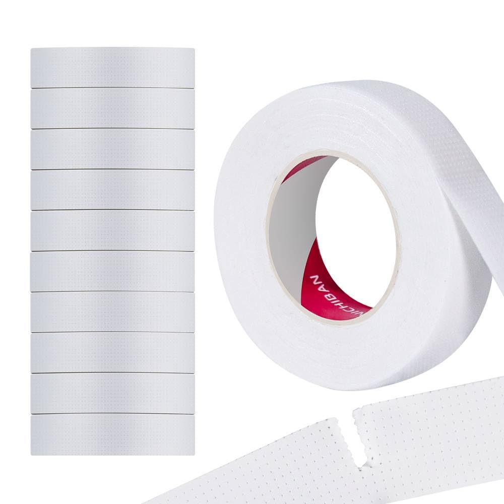 10 Rollos Cinta de Extensiones de Pestañas, Microporo Cinta Transpirable para Pestañas, Fácil de Rasgar(Blanco)
