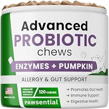 Probiotic, Enzyme, Prebiotic, Dog Chews for Digestive Support - Helps with Stool Consistency, Gas, Constipation, Diarrhea - 120Ct Poultry