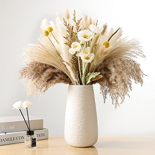 Pampasgras Getrocknet 94 Stück Set Natürliche Trockenblumen Getrocknete Blumen für Hochzeit Wohnzimmer Schlafzimmer Bad Tischdeko Vase Boho Herbst Deko Blumenarrangement Cover