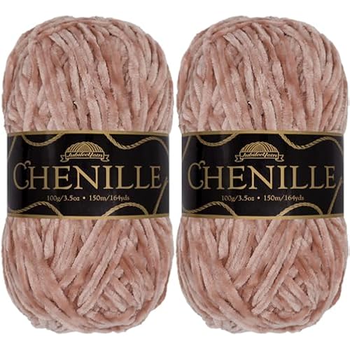 JubileeYarn Chenille Yarn - 100g/Skein Worsted Polyester - Roseate - 2 Skeins