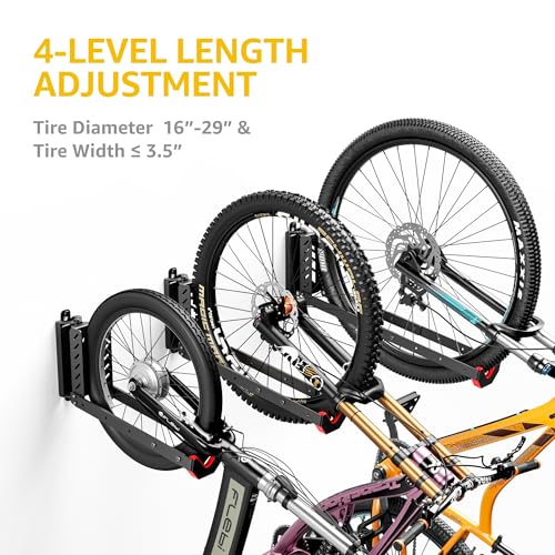 monTEK-No-Lift-Swivel-Bike-Wall-Mount-Bike-Hangers-for-Garage-1-Pack-Space-saving-bike-storage-rack-pivots-120-4-settings-fit-16-29-in-wheels-and-tires-up-to-354-in-wide-holds-77-lb-each