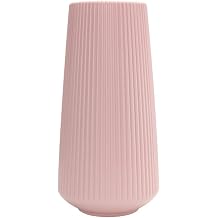 Plastic Vase,12" Minimalist Modern Flower Vases,Ribbed Textured Decorative Vase,Cylinder Vases for Pampas Grass,Pink Vase for Wedding Home Decor Centerpieces Table Living Room Bouquet