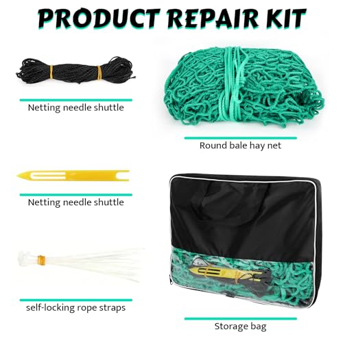 LIROPAU Heunetz Rundballen, ø 150 cm, Höhe 150 cm, engmaschiges Futternetz, Verschleißfestes Heunetz für Pferde Rundballen Durchmesser, Maschenweite 4,5 x 4,5 cm für Heuraufe geeignet