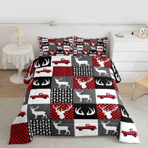 Image of Feelyou Farmhouse Deer Comforter Set Twin Size for Kids Boys Girls