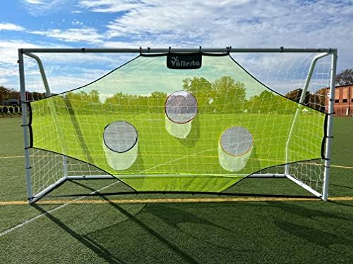 Vallerta® Skill-Shot Professional Soccer Shooting Practice Target Net & Rebounder. 7 Zone, Colored Fluorescent Goal Shot Scoring & Training Aid. Soccer Frame Not Included.(12x6 Ft.)