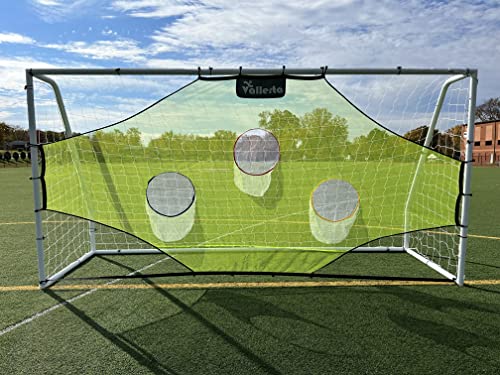 Vallerta® Skill-Shot Professional Soccer Shooting Practice Target Net & Rebounder. 7 Zone, Colored Fluorescent Goal Shot Scoring & Training Aid. Soccer Frame Not Included.(12X6 Ft.) #TOP3