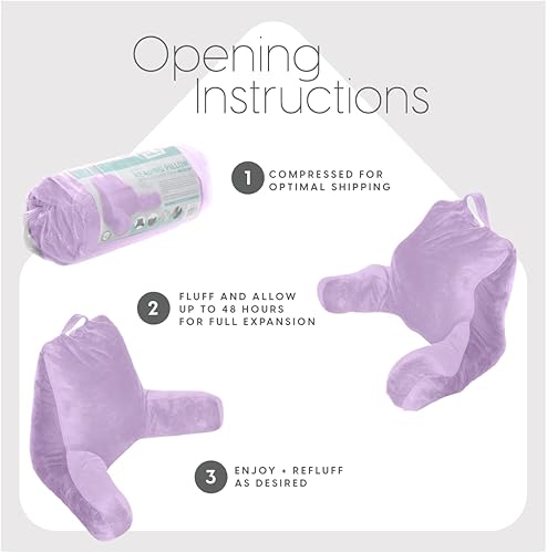 Vista 47 de Milliard CertiPUR - Almohada de lectura con brazos, color negro, acogedora almohada trasera de espuma viscoelástica triturada para cama sentada