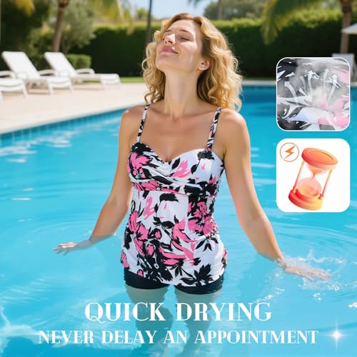 Century Star 2025 Two Piece Womens Tankini Swimsuits Modest Tankini Bathing Suit Tops with Shorts Tummy Control Swimwear4
