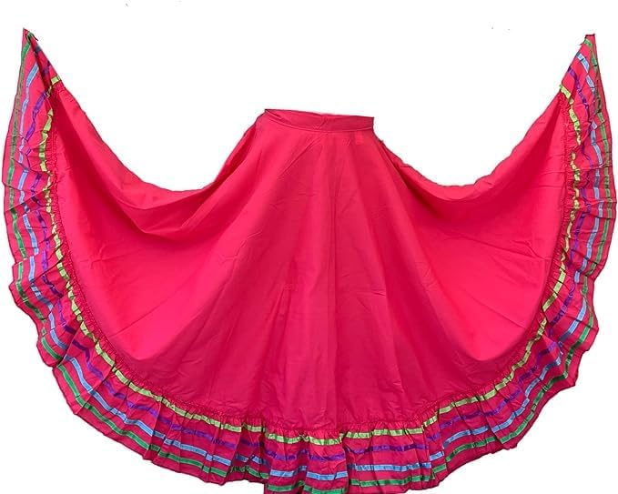 Kids and Adults Professional Dance Skirt for Folkloric Mexican Dance, Bomba, Plena or Flamenco Dancing | Half Circle |