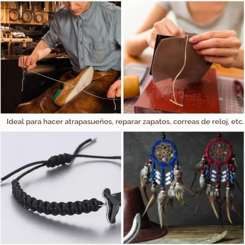 Miniatura 6 de Fepito 21pcs Hilo Encerado De Cuero 8 Color 264 Yardas 150d Cordón De Hilo De Coser Kit De Herramientas De Mano Para Diy Craft De Costura