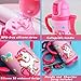 Kids Water Bottle With Straw Unicorn Thermoses Stainless Steel Insulated Vacuum Cup BPA Free Spillproof Thermal Water Cup For Girls School Lunch - With Handle And Shoulder Strap -12oz, Pink