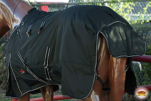 Black 84 in HILASON 1200D Winter Waterproof Poly Horse Turnout Blanket Belly Wrap